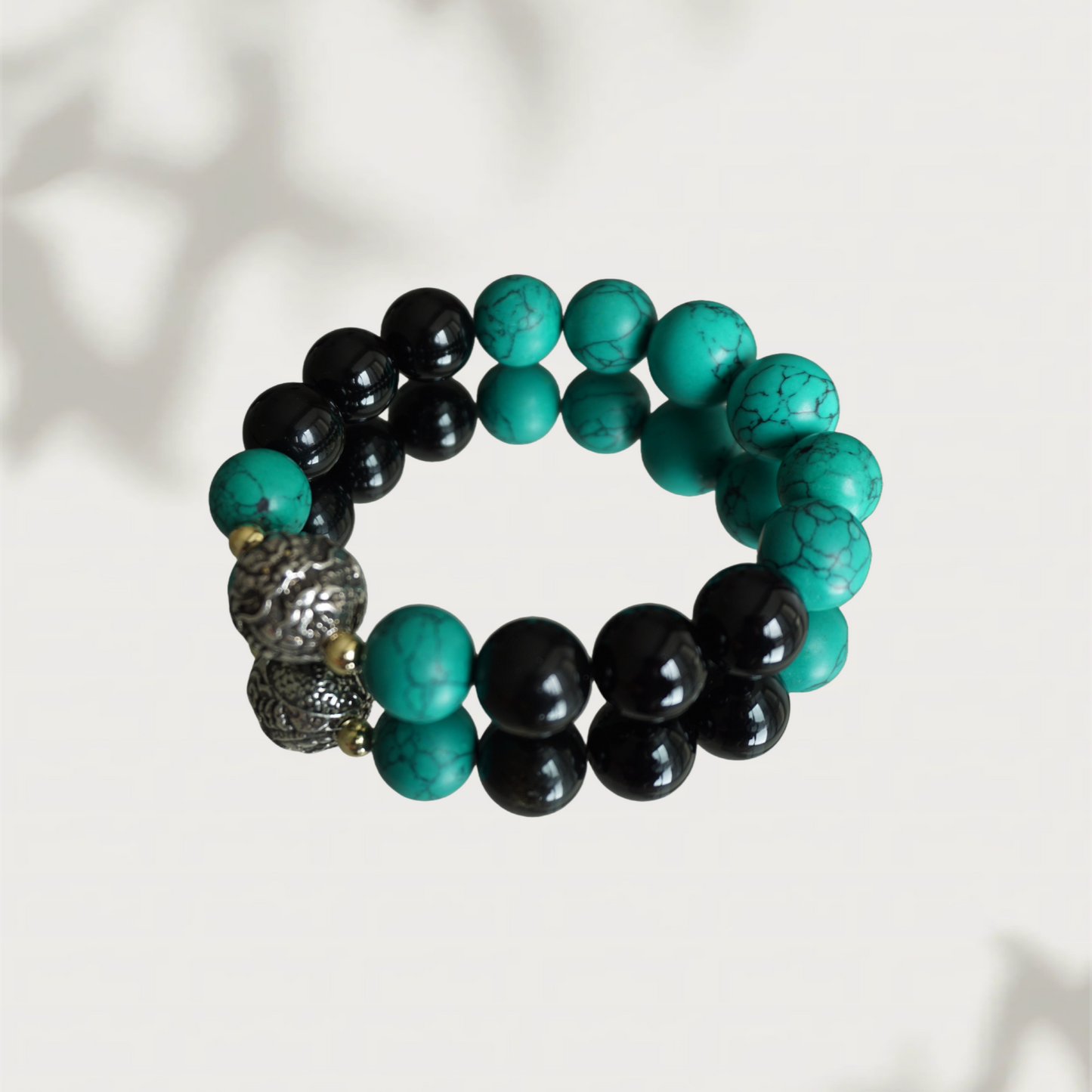 Azure Dragon Energy Bracelet - Amazonite & Obsidian Wealth Success Bracelet - Career Growth - Luck Attraction - Chinese Zodiac Crystal Jewelry