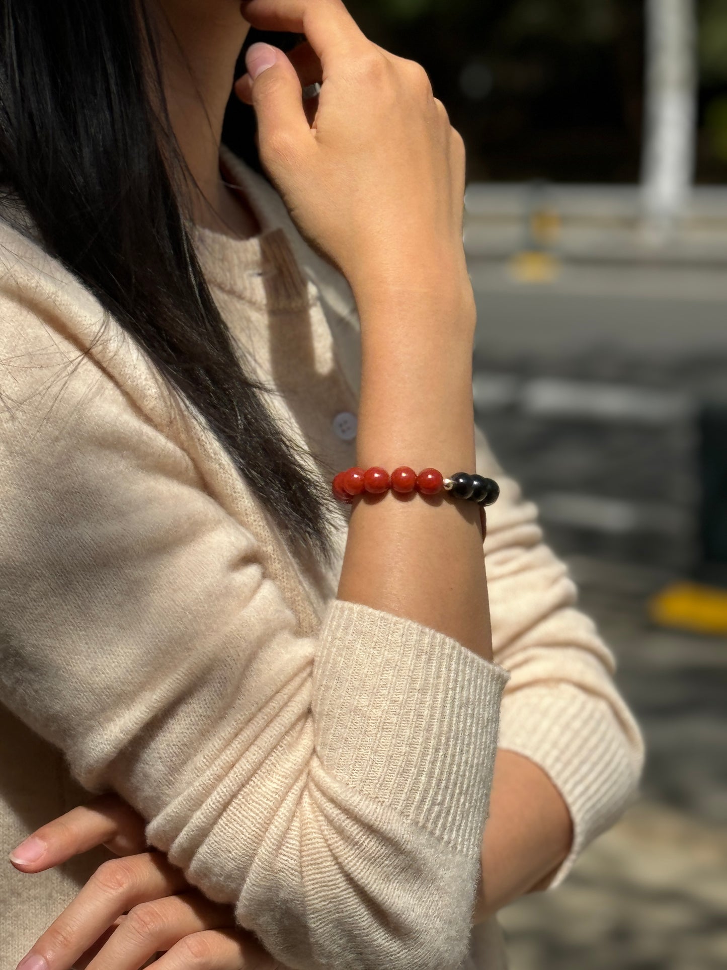 Vermilion Bird Phoenix Crystal Bracelet - Red Agate & Obsidian Wealth Success Bracelet - Confidence Booster - Career Protection - Feng Shui Energy Jewelry