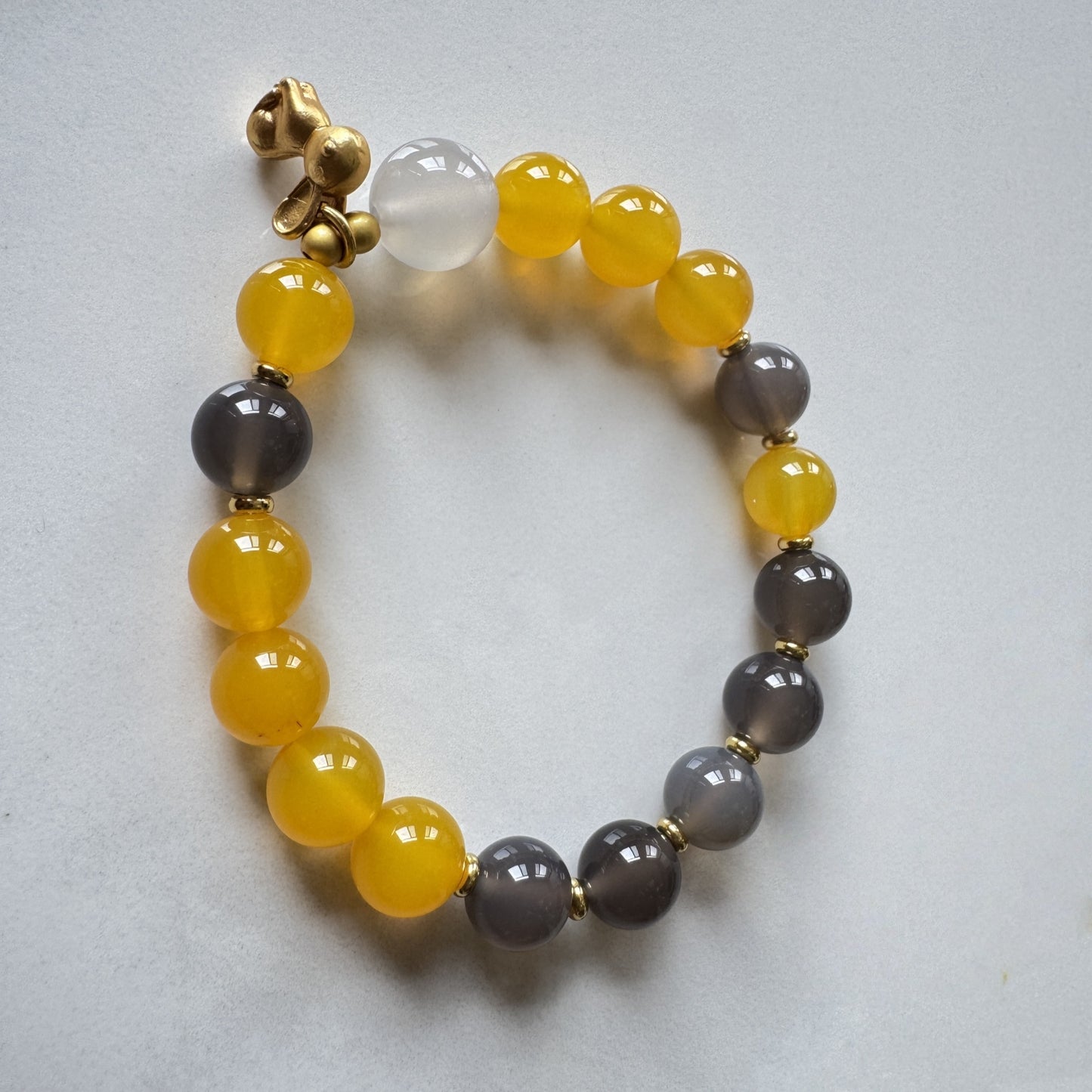 Autumn Equinox Balance Bracelet - Yellow Grey White Agate | Yin Yang Equilibrium · TCM Seasonal Jewelry · Energy Harmony