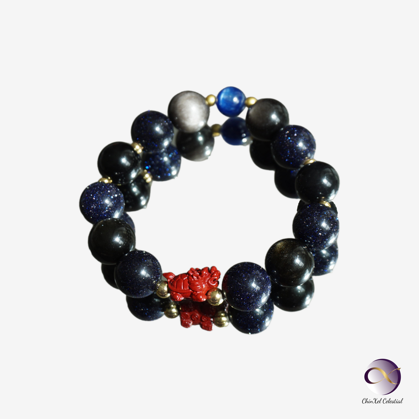 Black Tortoise Wisdom Bracelet - Blue Sandstone & Lapis Lazuli Protection Bracelet - Ancient Chinese Zodiac - Grounding Energy - Wealth & Longevity Crystal Jewelry