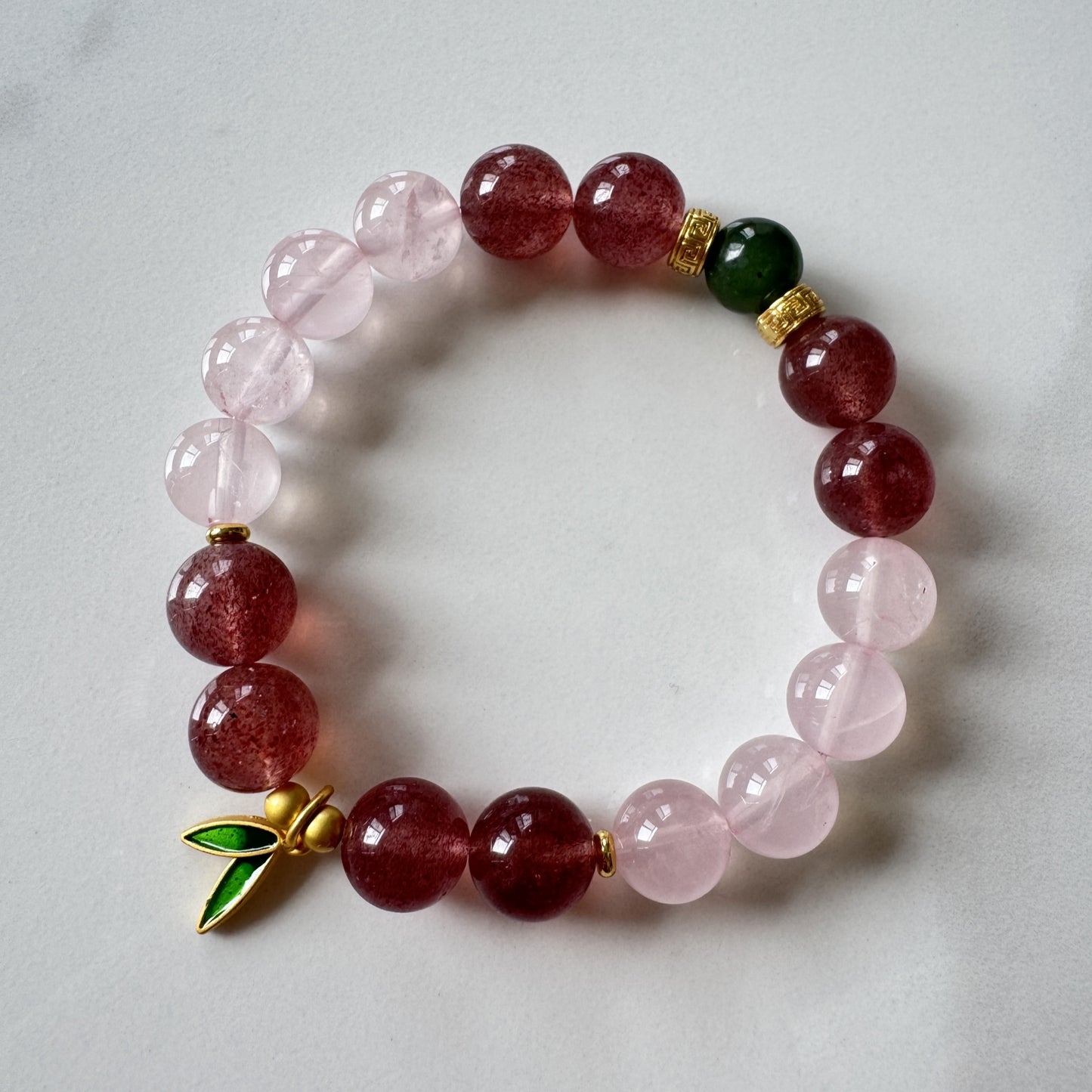 Summer Solstice Cooling Bracelet - Pink Opal Strawberry Quartz Jade | TCM Heart Support · Heat Relief · Solar Term Jewelry