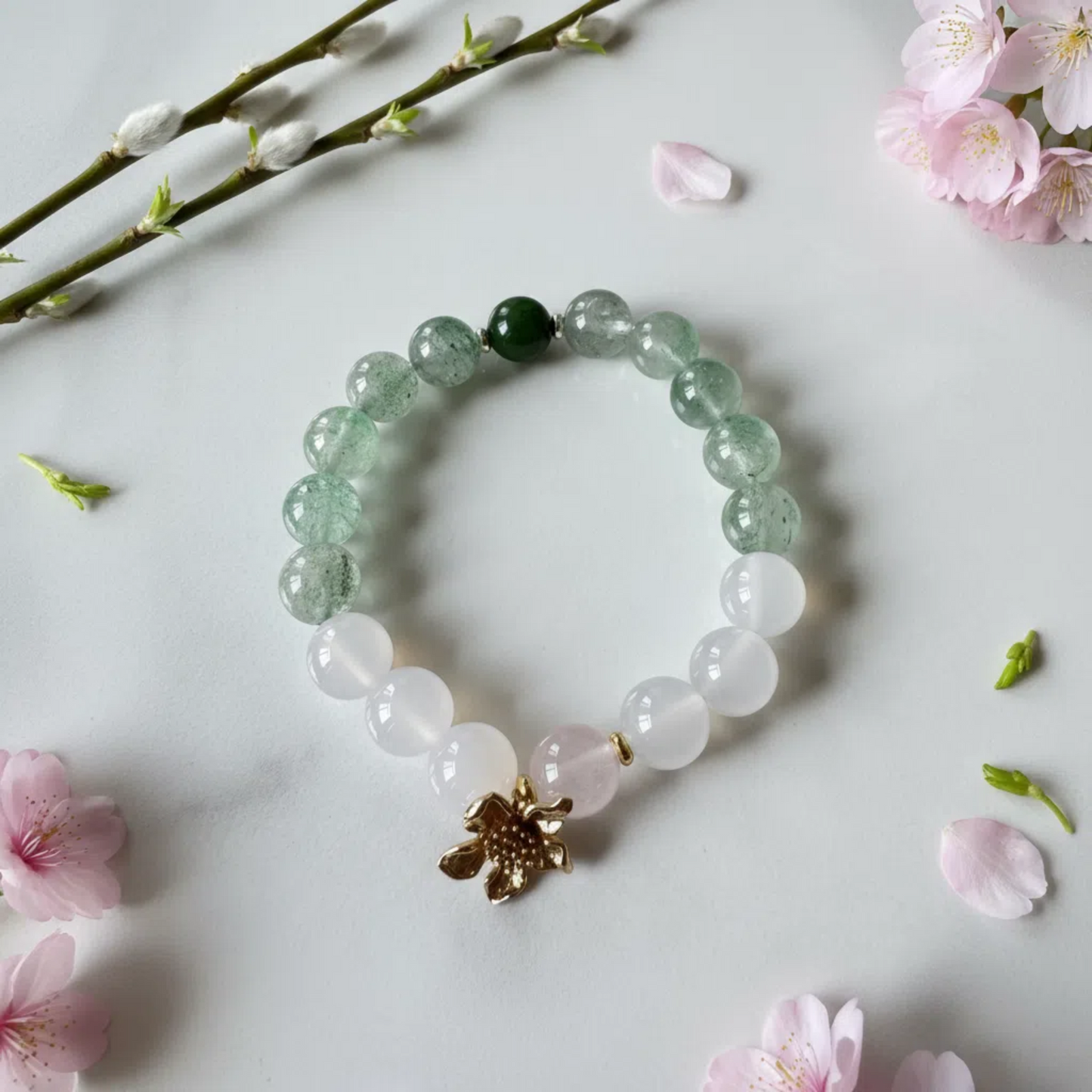 Vernal Equinox Balance Bracelet - Rose Quartz TCM Jewelry for Liver & Lung Harmony | Yin Yang Energy