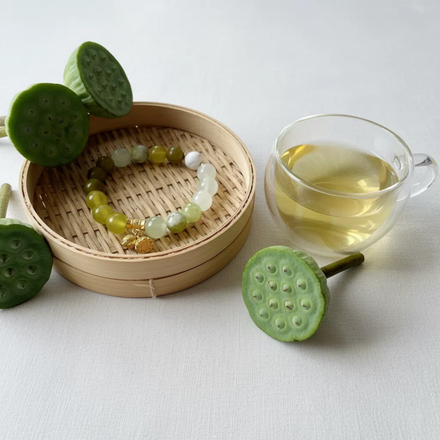 Minor Heat Cooling Bracelet - White Turquoise Xiuyan Jade | Calm Heart · Clear Summer-Heat · TCM Solar Term Jewelry