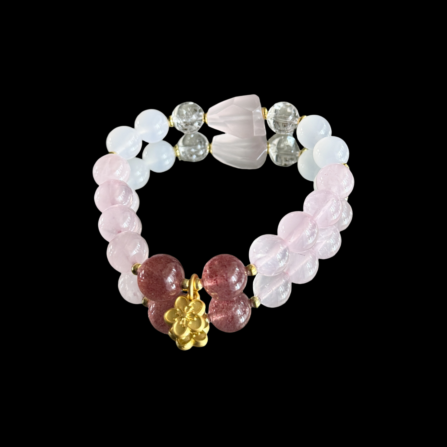 Wedding Night Eternal Love Bracelet - Rose Quartz & Red Agate Couples Crystal Jewelry - Marriage Blessing Gift