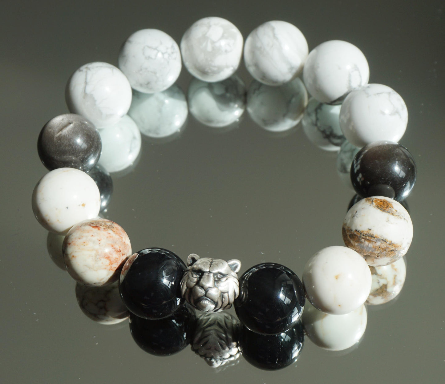 White Tiger Power Bracelet - Snow Quartz & Obsidian Protection Bracelet - Courage Boost - Negative Energy Shield - Chinese Zodiac Crystal Jewelry