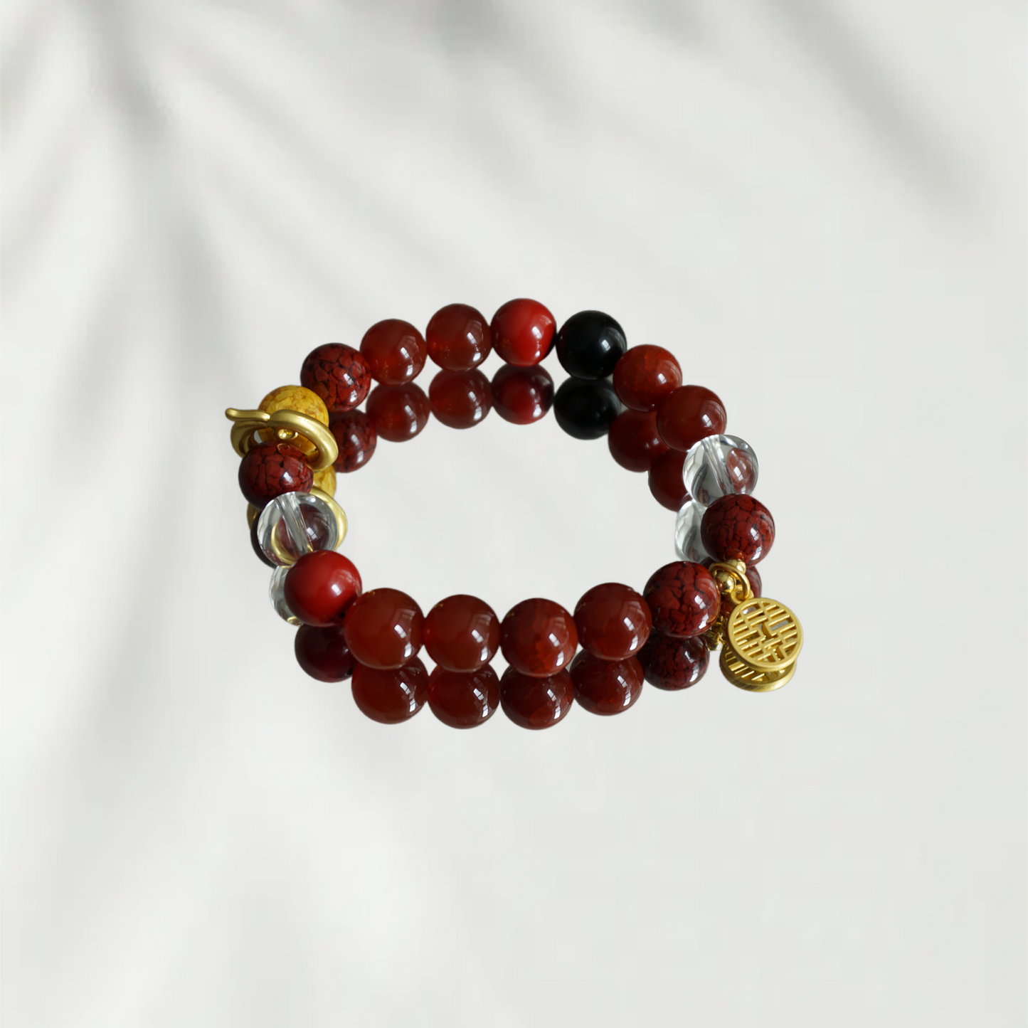 Wedding Night Eternal Love Crystal Bracelet - Rose Quartz & Red Agate Couple Bracelet - Marriage Blessing - Romantic Gift - Chinese Wedding Jewelry