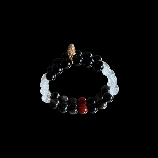 Winter Solstice Energy Bracelet - Red Dragon Agate Black Agate Clear Quartz | TCM Yin Yang Balance · Seasonal Transition · Solar Term Jewelry