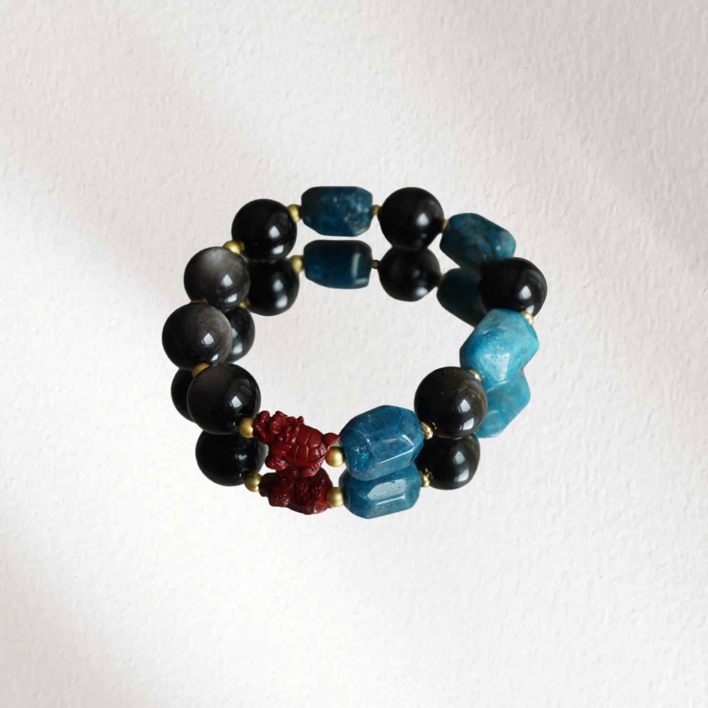 Black Tortoise Wisdom Bracelet - Blue Sandstone & Lapis Lazuli Protection Bracelet - Ancient Chinese Zodiac - Grounding Energy - Wealth & Longevity Crystal Jewelry