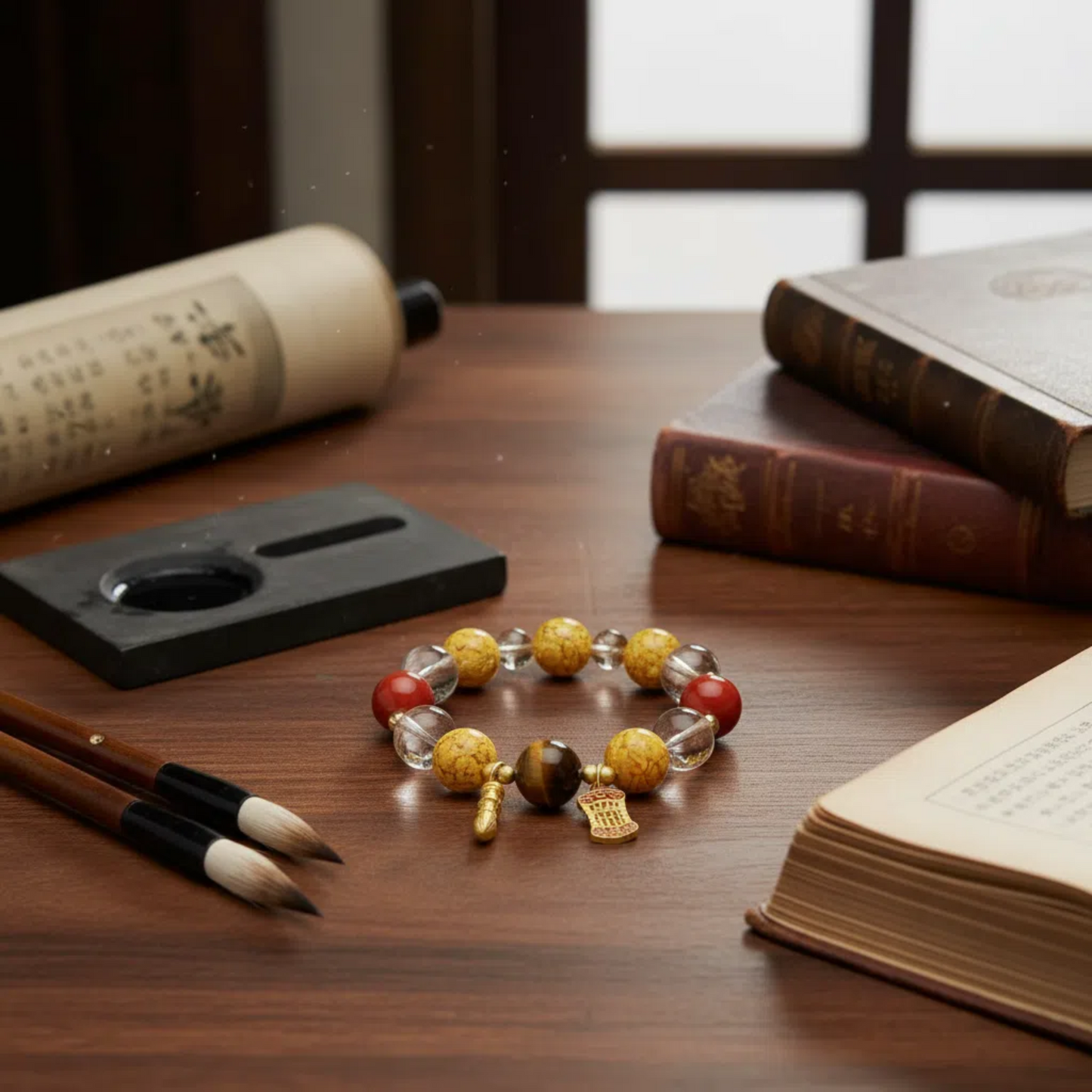 Success & Wisdom Crystal Bracelet - Scholar's Luck Chinese Exam Bracelet - Fluorite & Amethyst Academic Jewelry - Career Growth Gift