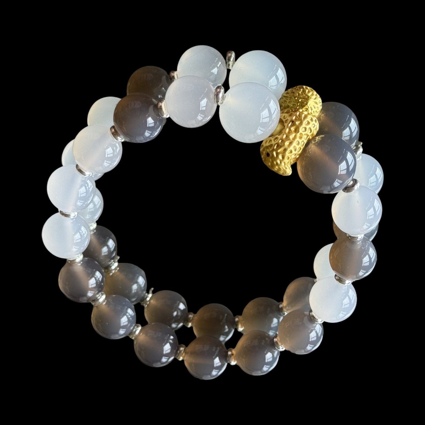 White Dew Solar Term Bracelet - White Agate Grey Agate | TCM Lung Moisturizing · Autumn Dryness Relief · Energy Balance Jewelry