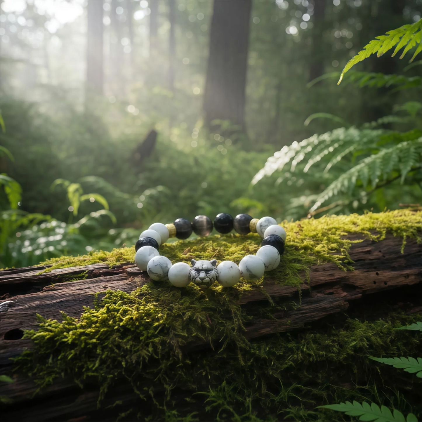 White Tiger Power Bracelet - Snow Quartz & Obsidian Protection Bracelet - Courage Boost - Negative Energy Shield - Chinese Zodiac Crystal Jewelry