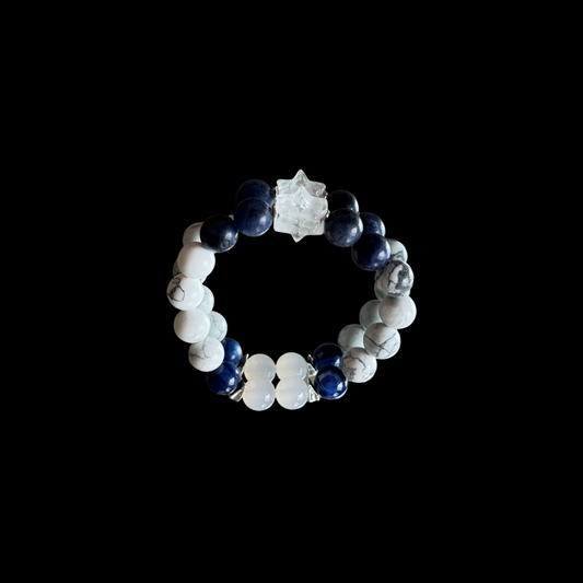 Great Snow Solar Term Bracelet - White Turquoise Snowflake Quartz White Agate Lapis | TCM Winter Wellness · Kidney Yang Support · Seasonal Jewelry