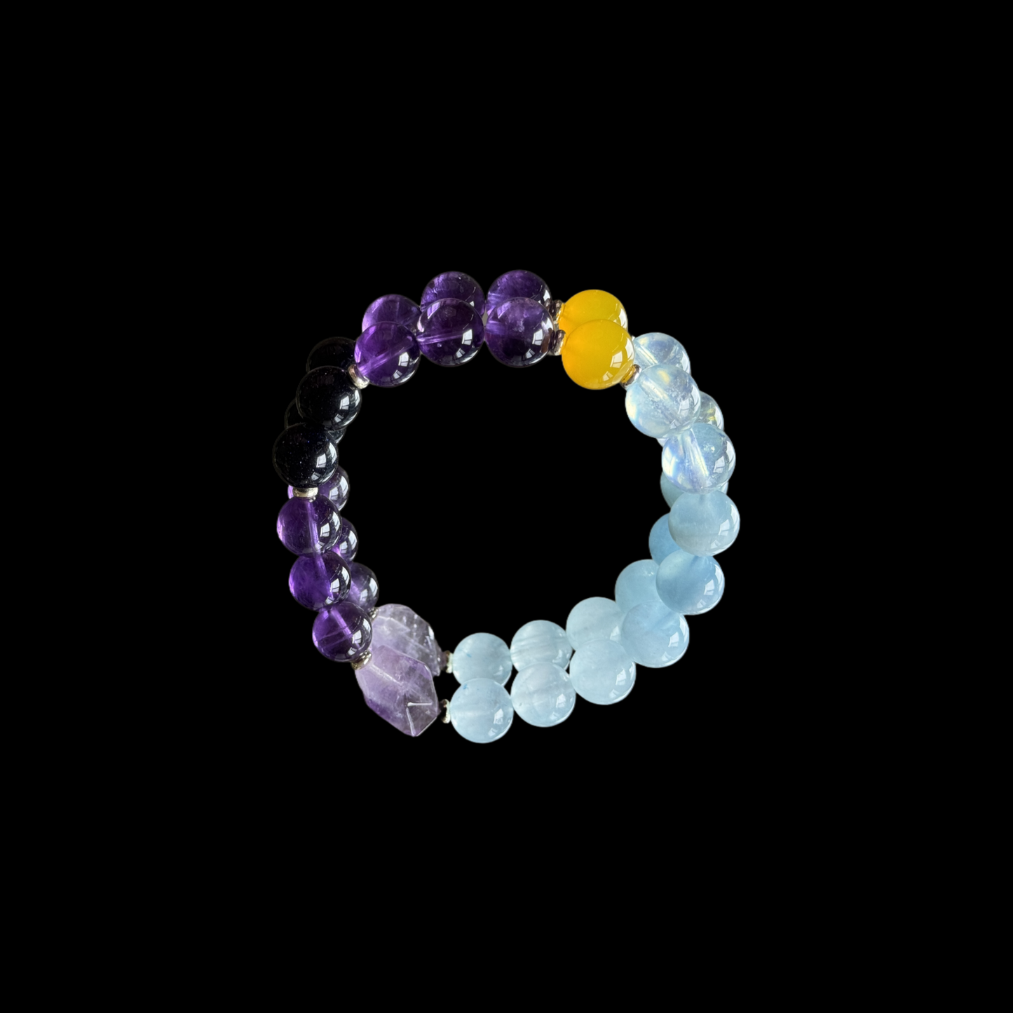 Winter Solstice Kidney Support Bracelet - Amethyst Yellow Agate Aquamarine Chalcedony | TCM Seasonal Wellness · Energy Conservation · Winter Jewelry