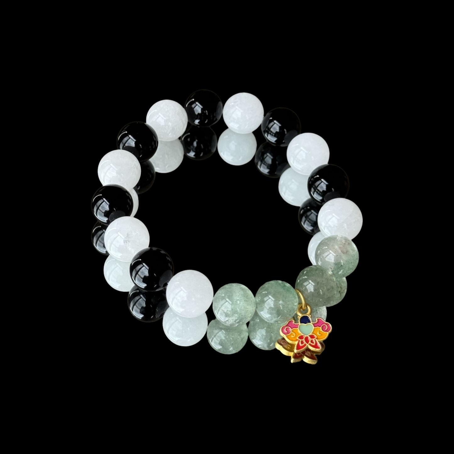 Qingming Pure Energy Bracelet - Black Agate White Phantom Green Strawberry Quartz | Protection · Emotional Balance · Solar Term Healing Jewelry