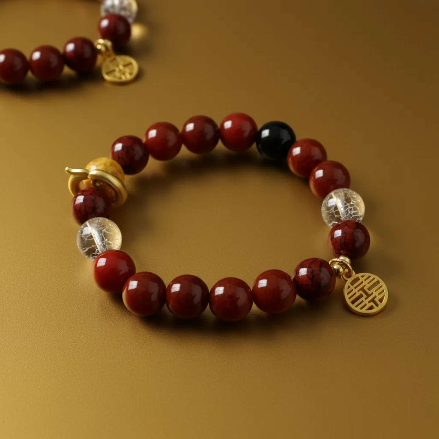 Wedding Night Eternal Love Crystal Bracelet - Rose Quartz & Red Agate Couple Bracelet - Marriage Blessing - Romantic Gift - Chinese Wedding Jewelry