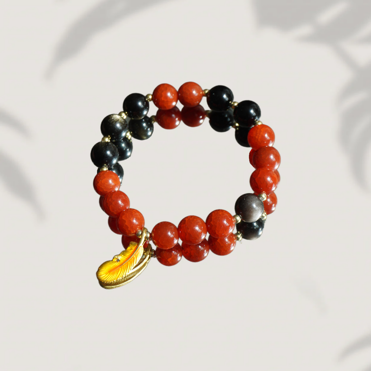 Vermilion Bird Phoenix Crystal Bracelet - Red Agate & Obsidian Wealth Success Bracelet - Confidence Booster - Career Protection - Feng Shui Energy Jewelry