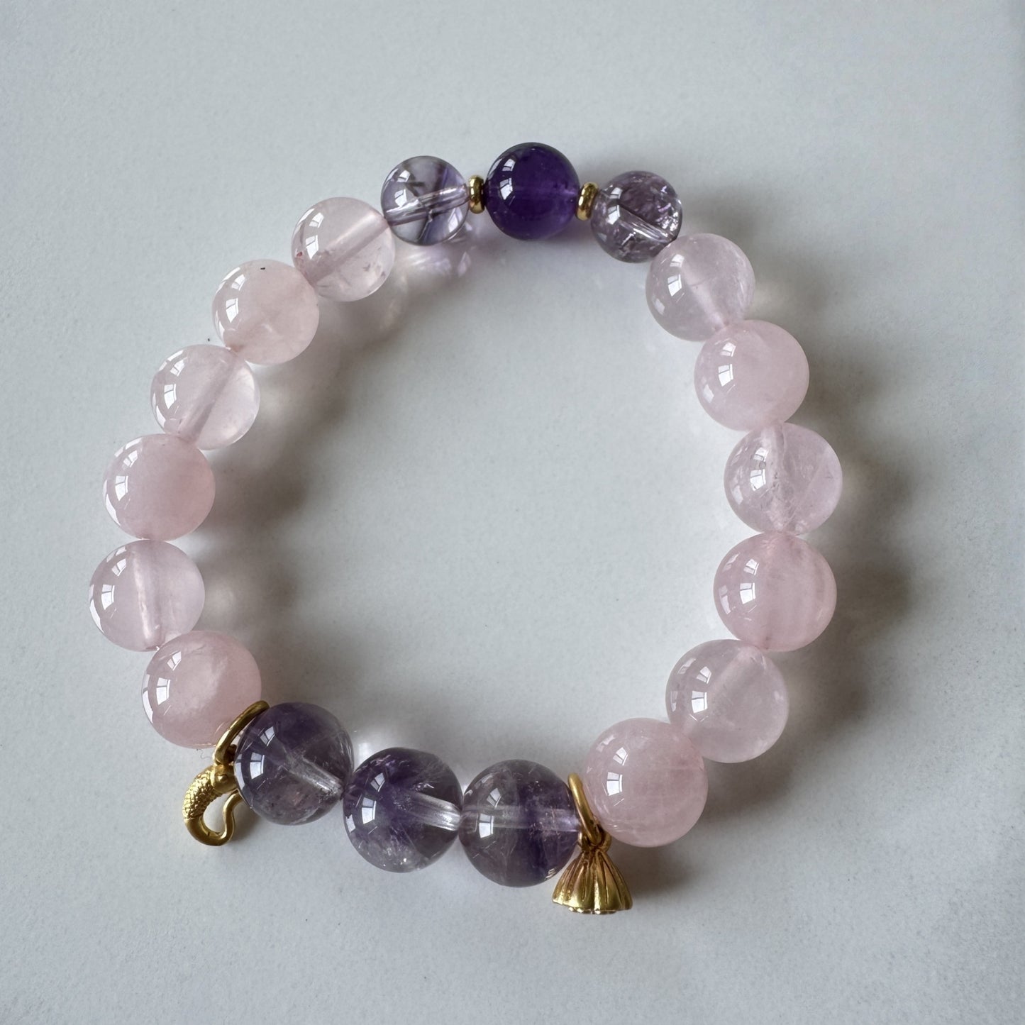 End of Heat Calming Bracelet - Rose Quartz Pink Opal Amethyst Azeztulite Rutilated Quartz | TCM Dryness Relief · Autumn Transition · Solar Term Jewelry