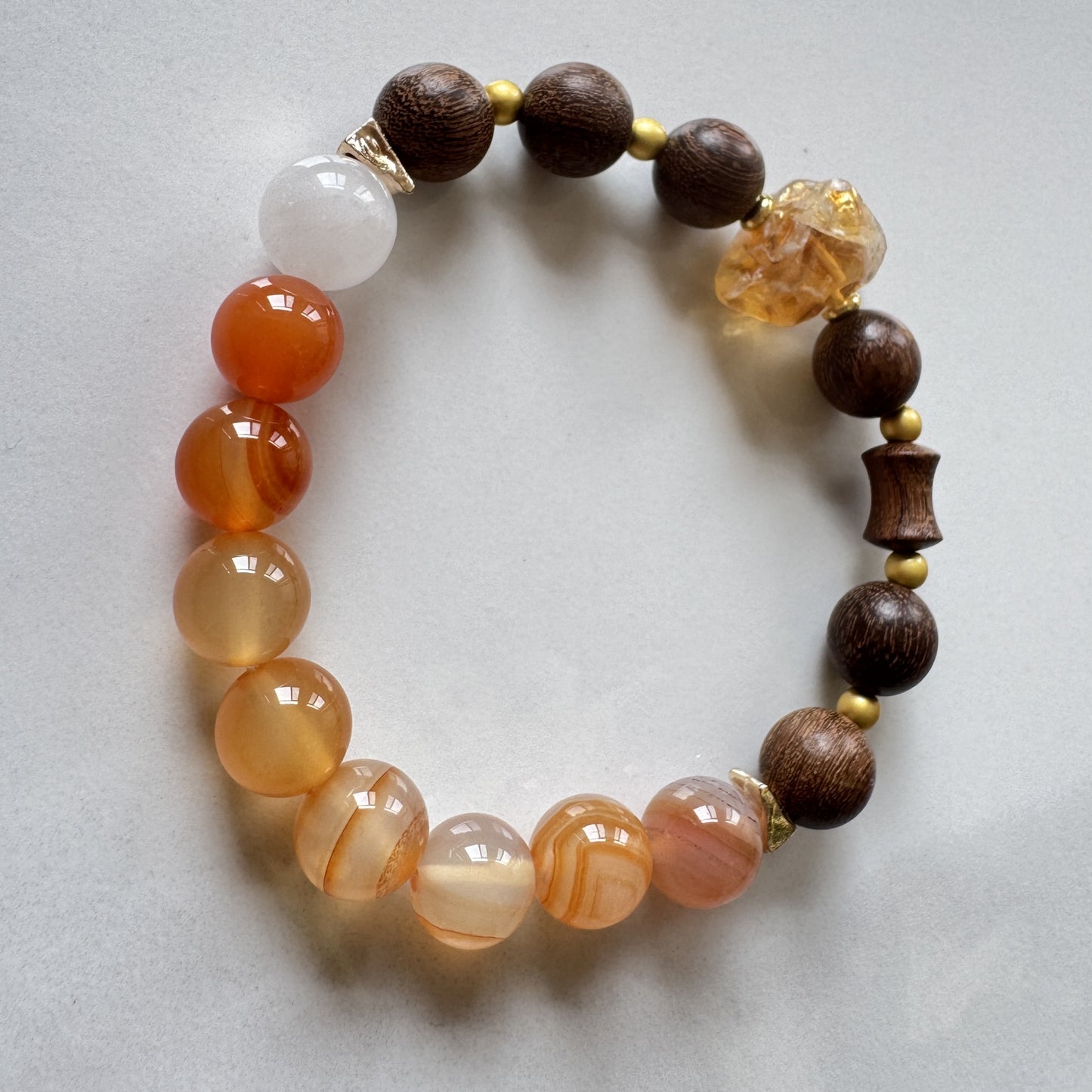 Grain Buds Spleen Wellness Bracelet - Natural Agate White Phantom Sandalwood Citrine | TCM Dampness Relief · Solar Term Jewelry · Spiritual Gift