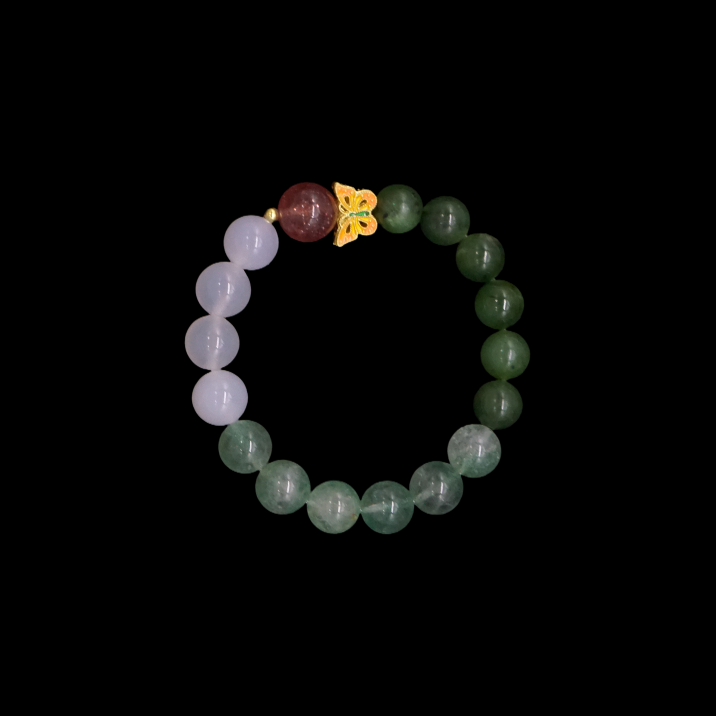 Summer Commences Heart-Calming Bracelet - White Agate Green & Icy Strawberry Quartz Jade | Cool Heart Fire · Peaceful Mind · Summer Solstice Wellness Jewelry