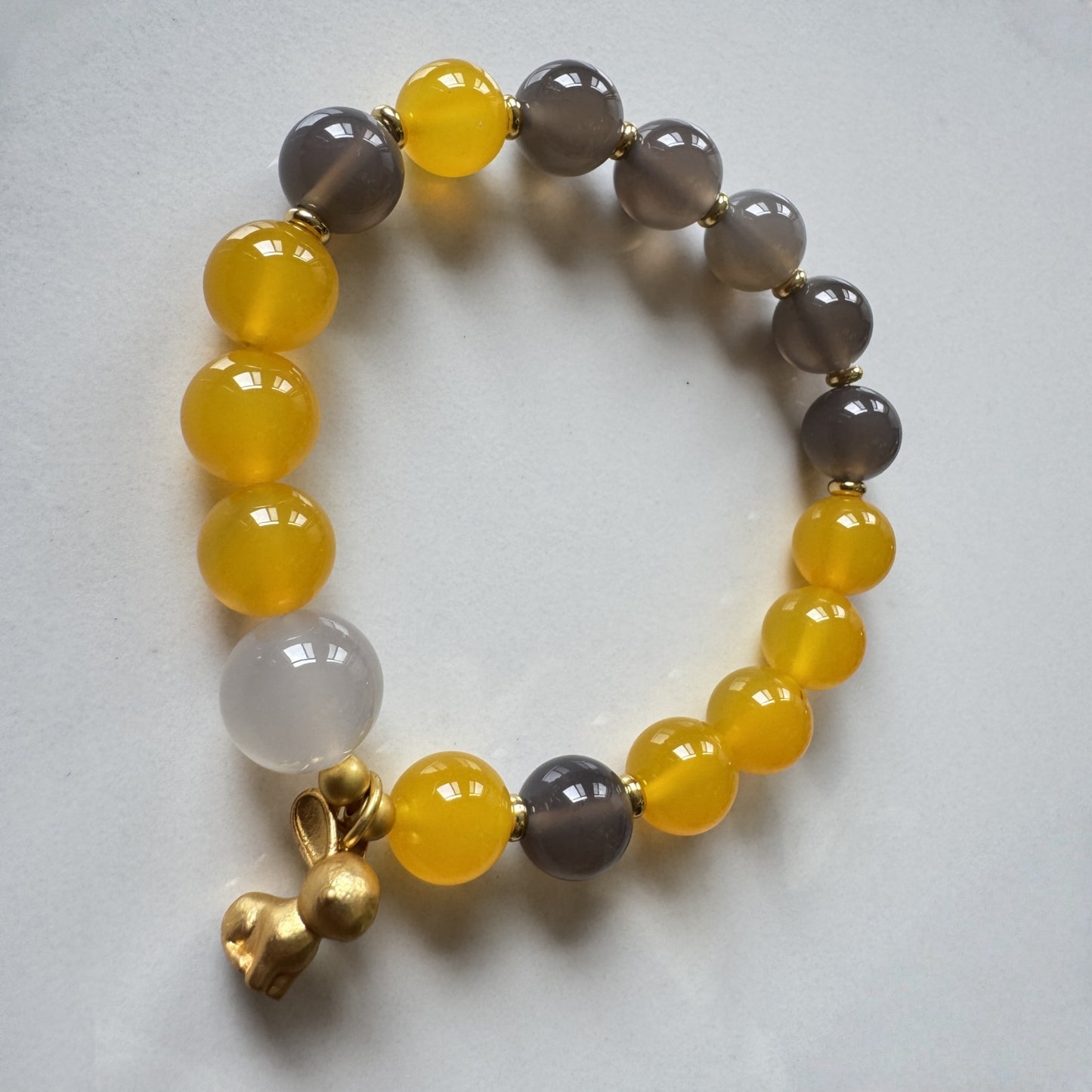 Autumn Equinox Balance Bracelet - Yellow Grey White Agate | Yin Yang Equilibrium · TCM Seasonal Jewelry · Energy Harmony