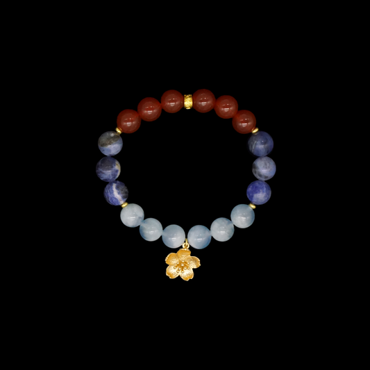 Minor Cold Energy Bracelet - Rainbow Aquamarine Red Agate Lapis | TCM Kidney Support · Winter Wellness · Solar Term Jewelry