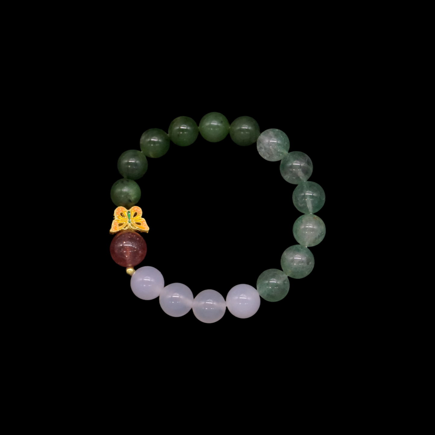 Summer Commences Heart-Calming Bracelet - White Agate Green & Icy Strawberry Quartz Jade | Cool Heart Fire · Peaceful Mind · Summer Solstice Wellness Jewelry