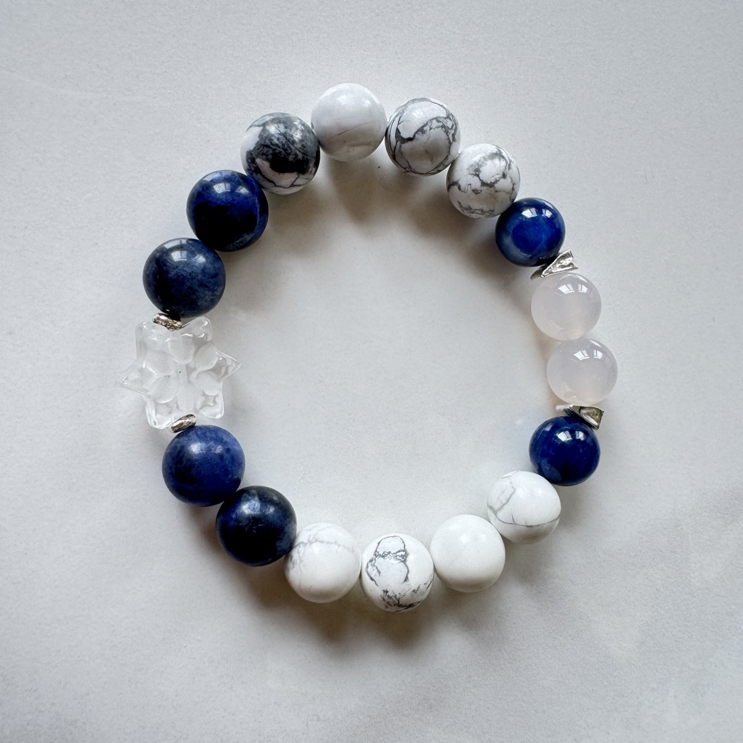 Great Snow Solar Term Bracelet - White Turquoise Snowflake Quartz White Agate Lapis | TCM Winter Wellness · Kidney Yang Support · Seasonal Jewelry
