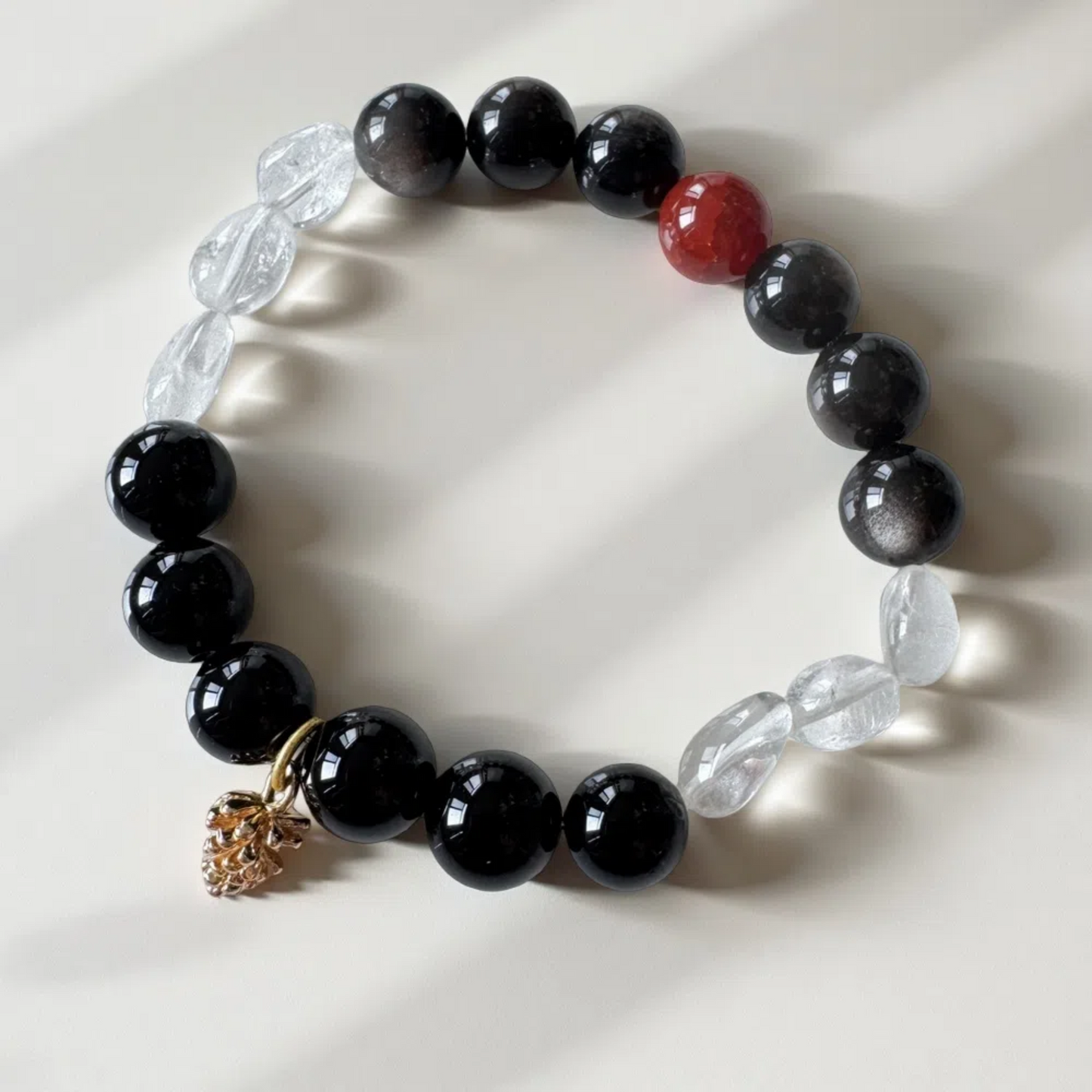 Winter Solstice Energy Bracelet - Red Dragon Agate Black Agate Clear Quartz | TCM Yin Yang Balance · Seasonal Transition · Solar Term Jewelry