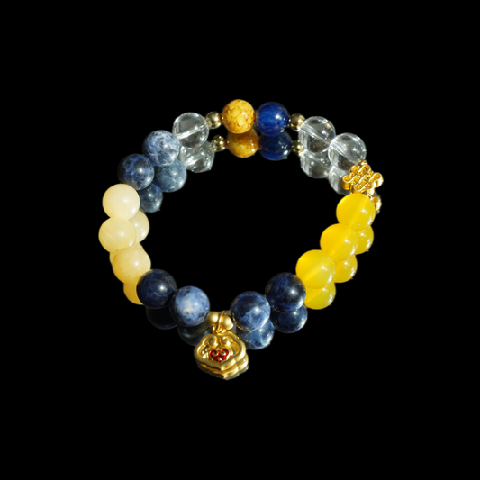 Unexpected Reunion" Friendship Bracelet - Citrine & Lapis Lazuli Harmony Jewelry - Nostalgia Bond - Cross-Cultural Connection