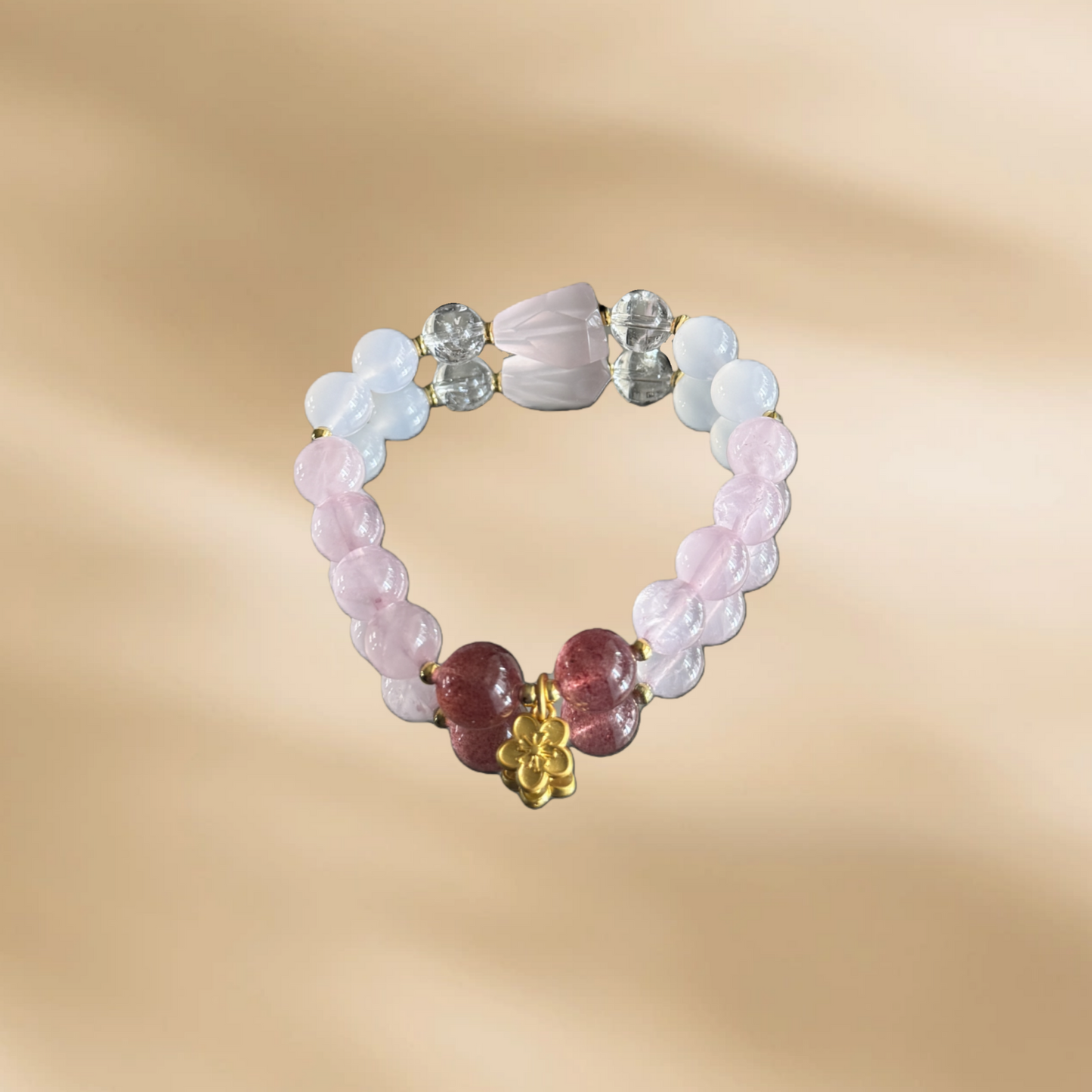 Wedding Night Eternal Love Bracelet - Rose Quartz & Red Agate Couples Crystal Jewelry - Marriage Blessing Gift