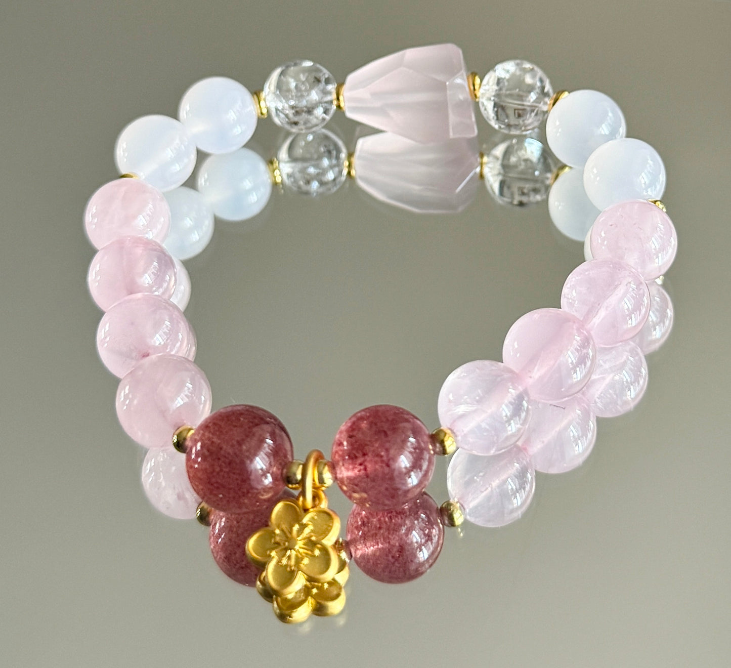 Wedding Night Eternal Love Bracelet - Rose Quartz & Red Agate Couples Crystal Jewelry - Marriage Blessing Gift