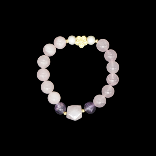 Wedding Night Eternal Love Bracelet - Rose Quartz & Red Agate Couples Crystal Jewelry - Marriage Blessing Gift