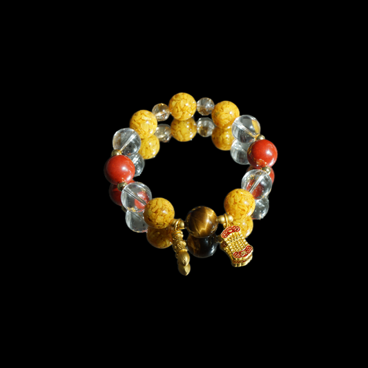 Success & Wisdom Crystal Bracelet - Scholar's Luck Chinese Exam Bracelet - Fluorite & Amethyst Academic Jewelry - Career Growth Gift