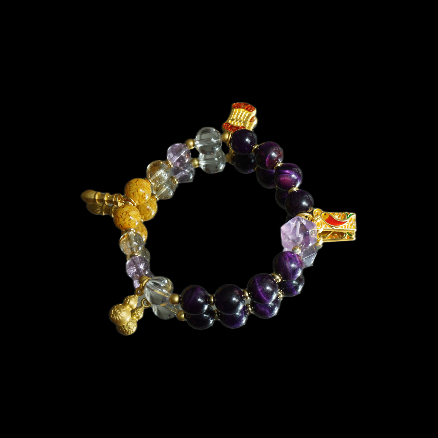 Success & Wisdom Crystal Bracelet - Scholar's Luck Chinese Exam Bracelet - Fluorite & Amethyst Academic Jewelry - Career Growth Gift