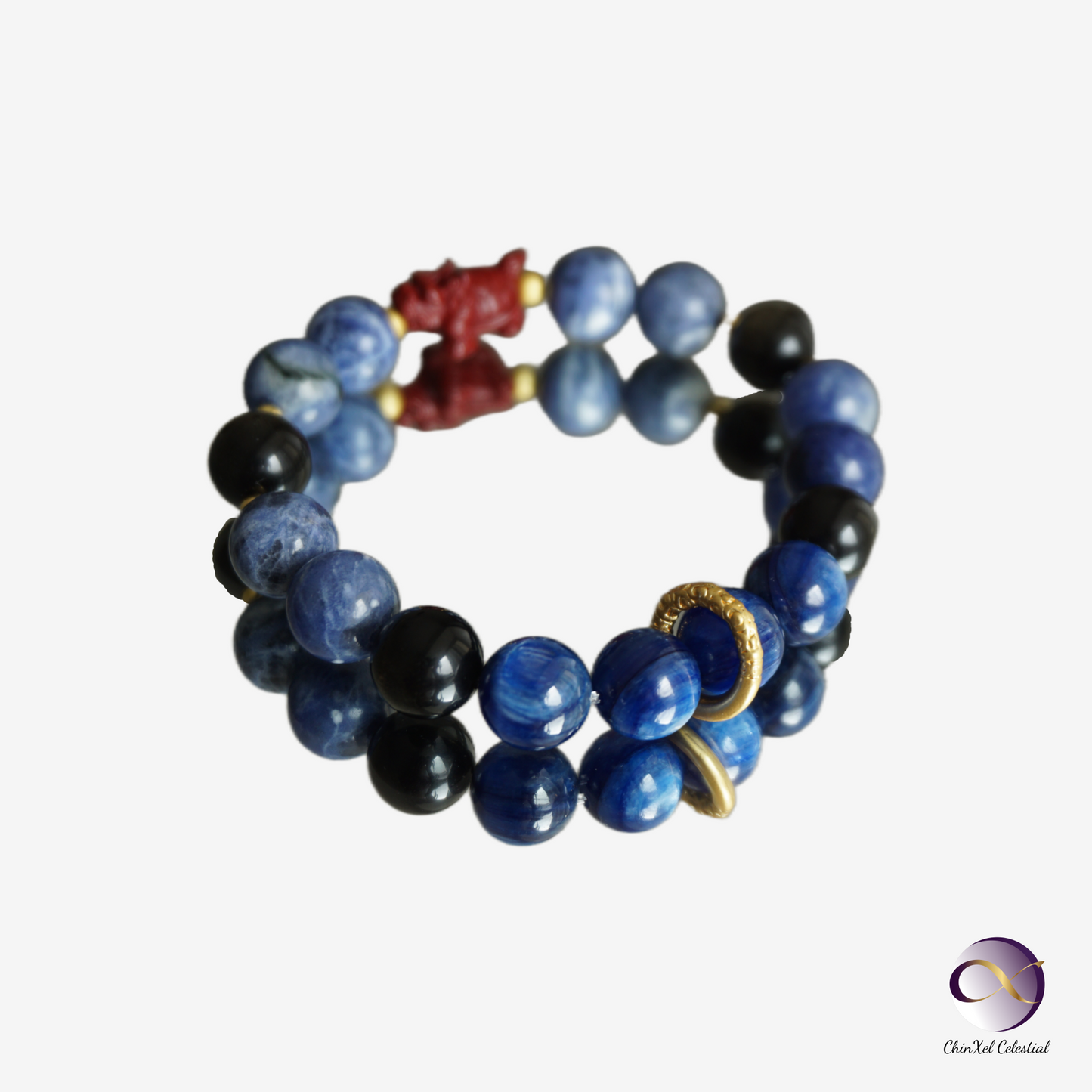 Black Tortoise Wisdom Bracelet - Blue Sandstone & Lapis Lazuli Protection Bracelet - Ancient Chinese Zodiac - Grounding Energy - Wealth & Longevity Crystal Jewelry