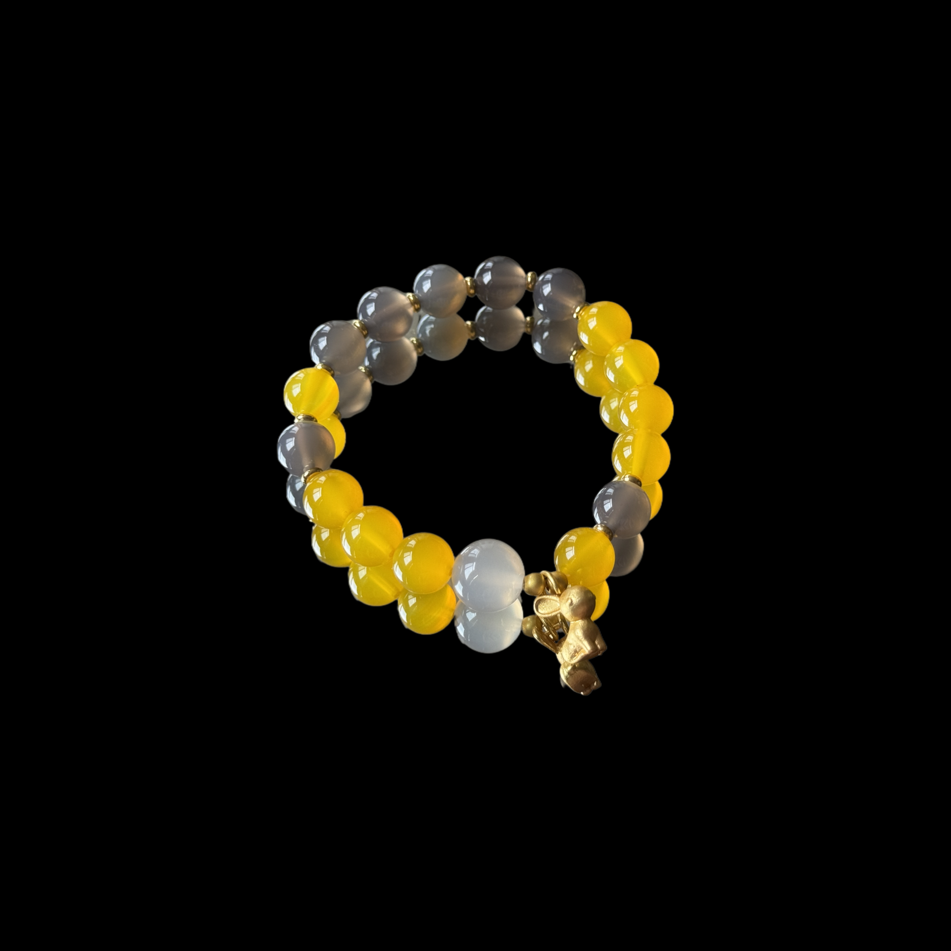 10mm Natural Yellow Grey White Agate Autumn Balance Bracelet