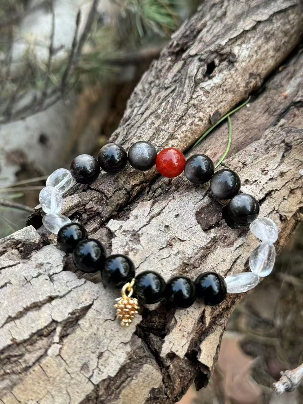 Winter Solstice Energy Bracelet - Red Dragon Agate Black Agate Clear Quartz | TCM Yin Yang Balance · Seasonal Transition · Solar Term Jewelry