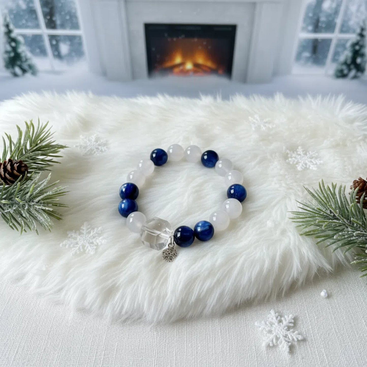 Light Snow Solar Term Bracelet - White Agate Kyanite Clear Quartz | TCM Winter Wellness · Energy Conservation · Seasonal Jewelry