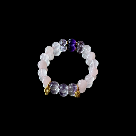 10mm Natural Rose Quartz Pink Opal Autumn Transition Crystal Bracelet