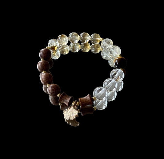 10mm Natural Tiger's Eye Yellow Azeztulite Winter Warmth Bracelet